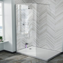 Samoa 1000mm Wet Room Panel 8mm Tempered Glass & Chrome Support Bar ABS