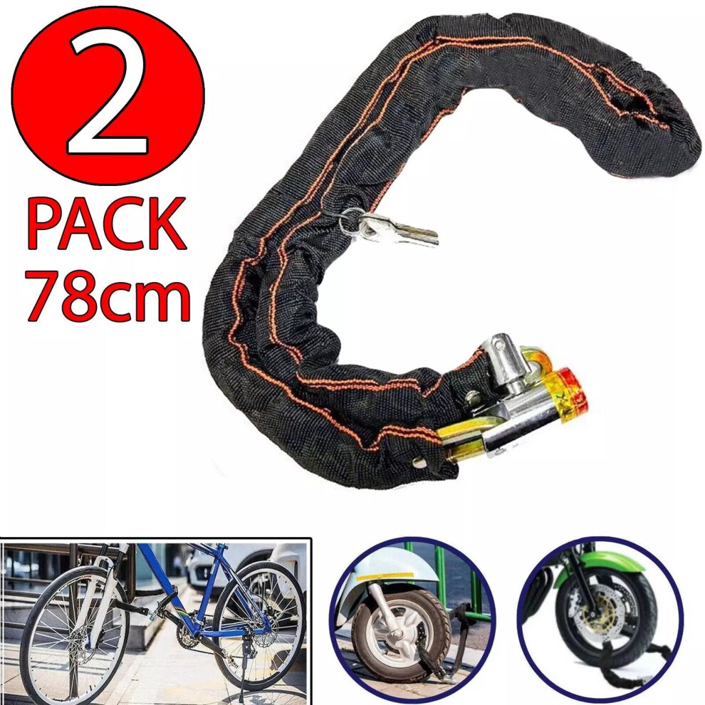 2 Pack Bike Lock Cable with Keys Strong Motorcycle Security Chain Lock