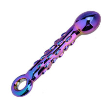 Long Glass Crystal Butt Plug With Pull Ring Anal Sex Toy