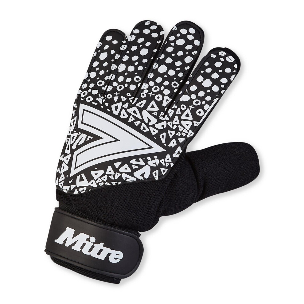 (11, Black/White) Mitre Unisex Adult Logo Goalkeeper Gloves