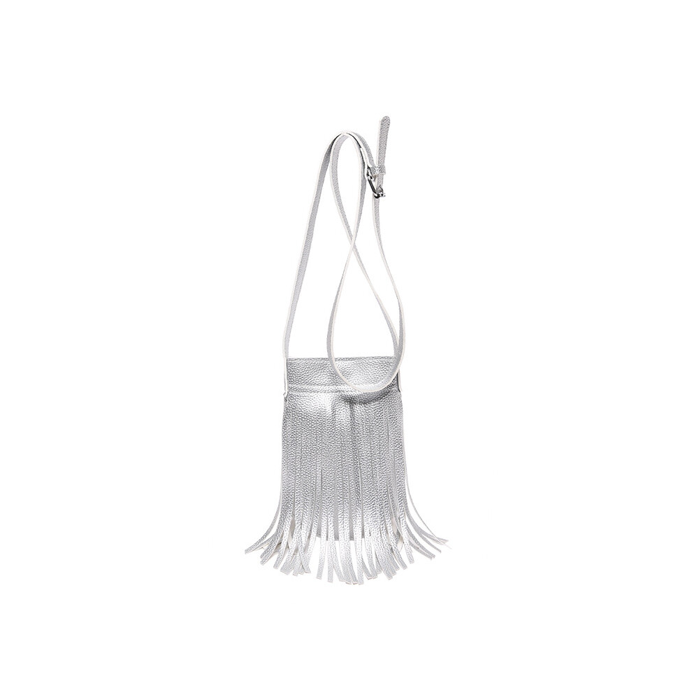 Veishet (Silver) Women Shoulder Handbag Solid Color Fringe Crossbody Bag Pu Material Multicolor