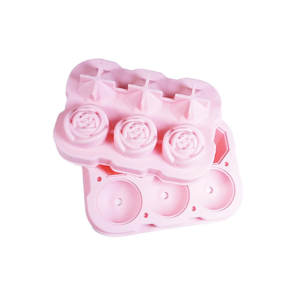 (Sakura powder, Silicone ice tray) Ice tray ice cube mold household ice box whiskey ice ball ice cube storage box ice mold silicone rose ice tray