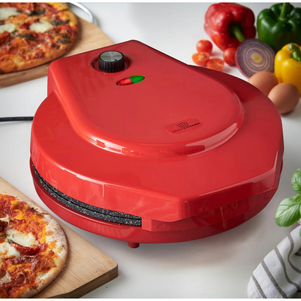 MisterChef Pizza Maker 1450W Ceramic Plates, 12 Inch / 30cm, 2,3 Red