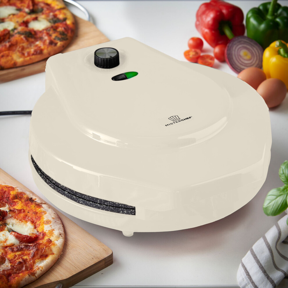 MisterChef Pizza Maker 1450W Ceramic Plates, 12 Inch / 30cm, 2,3 Cream