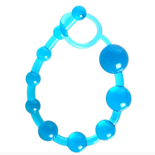 (Blue) Chain Anal Beads String Butt Plug Flexible 31Cm Colourful Play 1