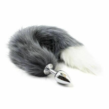 (Huibaijian) Stainless Steel Anal Plug Tail Pet Puppy Fox Cosplay Kink Bdsm Fetish