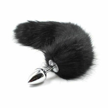 (Black) Stainless Steel Anal Plug Tail Pet Puppy Fox Cosplay Kink Bdsm Fetish