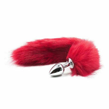 (Red) Stainless Steel Anal Plug Tail Pet Puppy Fox Cosplay Kink Bdsm Fetish