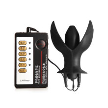 (Black) Electro Shock Large Vibrating Butt Plug Anal Dilator Bullet Vibrator Bdsm