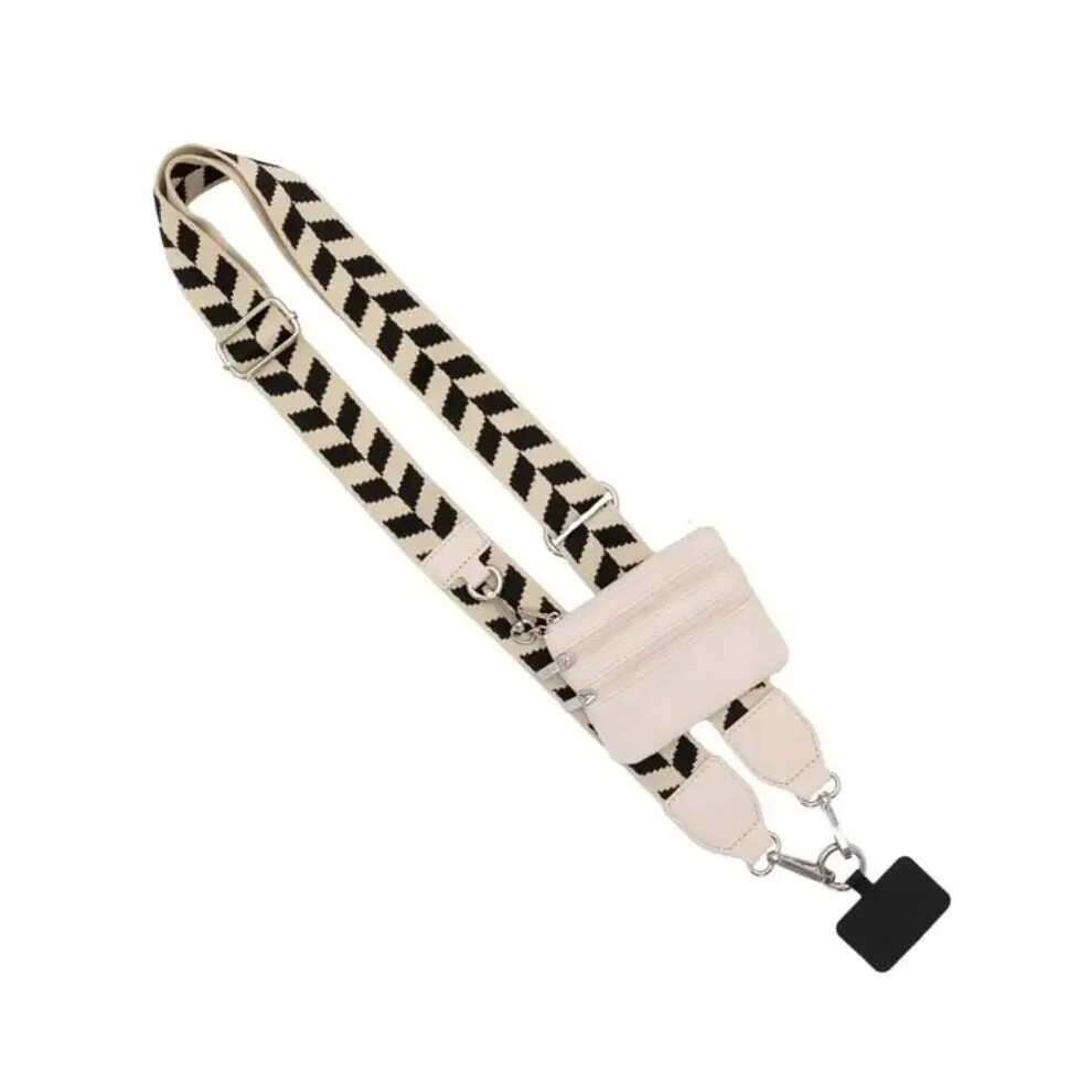 (D) Phone Strap With Zippered Pouch Adjustable Perforation-Free Simple Lanyard Detachable Cross For Mobile Phone 7322537714551