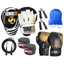 Focus Pads & Boxing Gloves Set – Boxing Set: 6oz Gloves, Focus Pads, Rope, Hand Grippers, Wraps, Drawstring Bag
