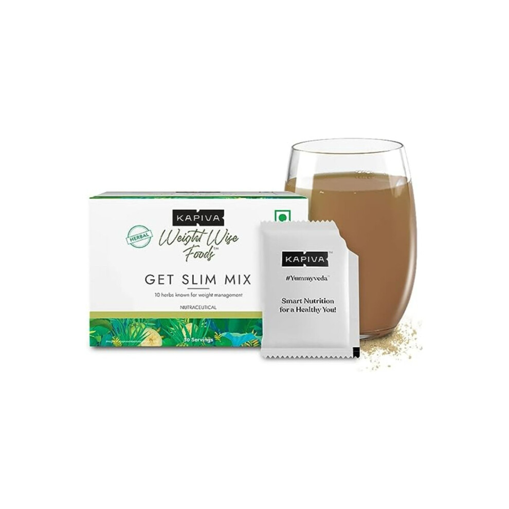 Kapiva Get Slim Mix Powder 150g | 10 Ayurvedic Herbs For Weight Management | 30 Day Pack | Easy To Carry Sachets | Weight Loss Supplement