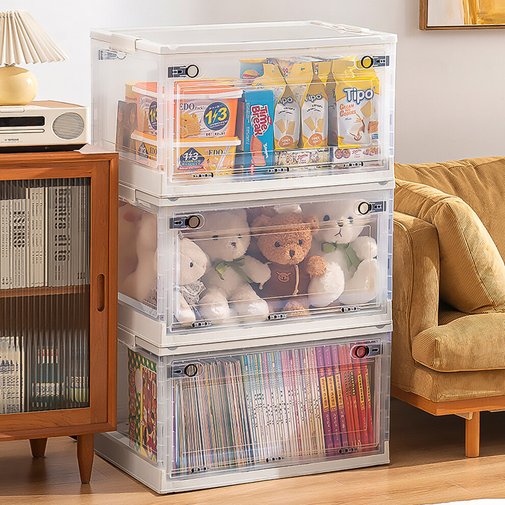 (White) Medium 30L Collapsible Clear Wardrobe Storage Box