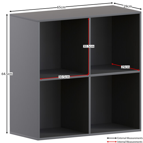 Vida Designs (Black, White) Durham 4 Cube Shelf Wood Bookcase with 2 Baskets 2