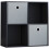 Vida Designs (Black, Grey) Durham 4 Cube Shelf Wood Bookcase with 2 Baskets 1