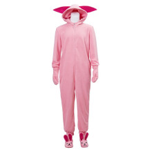 (M) Adult Pink Hooded Bunny Pajamas Suit Homewear