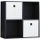 Vida Designs (Black, White) Durham 4 Cube Shelf Wood Bookcase with 2 Baskets 1