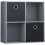 Vida Designs (Grey, Black) Durham 4 Cube Shelf Wood Bookcase with 2 Baskets 1