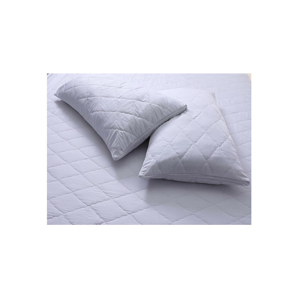 (2 Pillow Protectors) Luxury Quilted 2, 4, 6 Pack Pillow Protector Cases Zip Closing