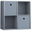 Vida Designs (Grey, Grey) Durham 4 Cube Shelf Wood Bookcase with 2 Baskets 1