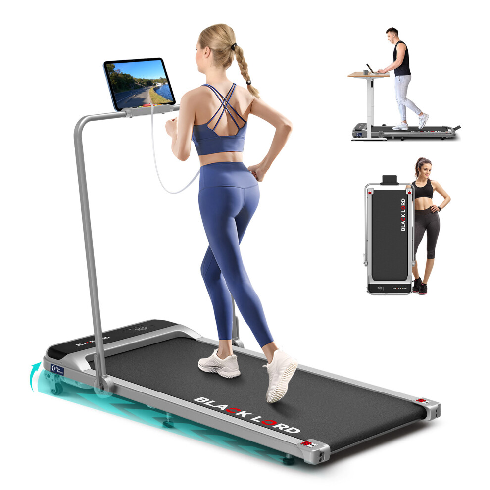 BLACK LORD Treadmill Walking Pad Incline Foldable Silver