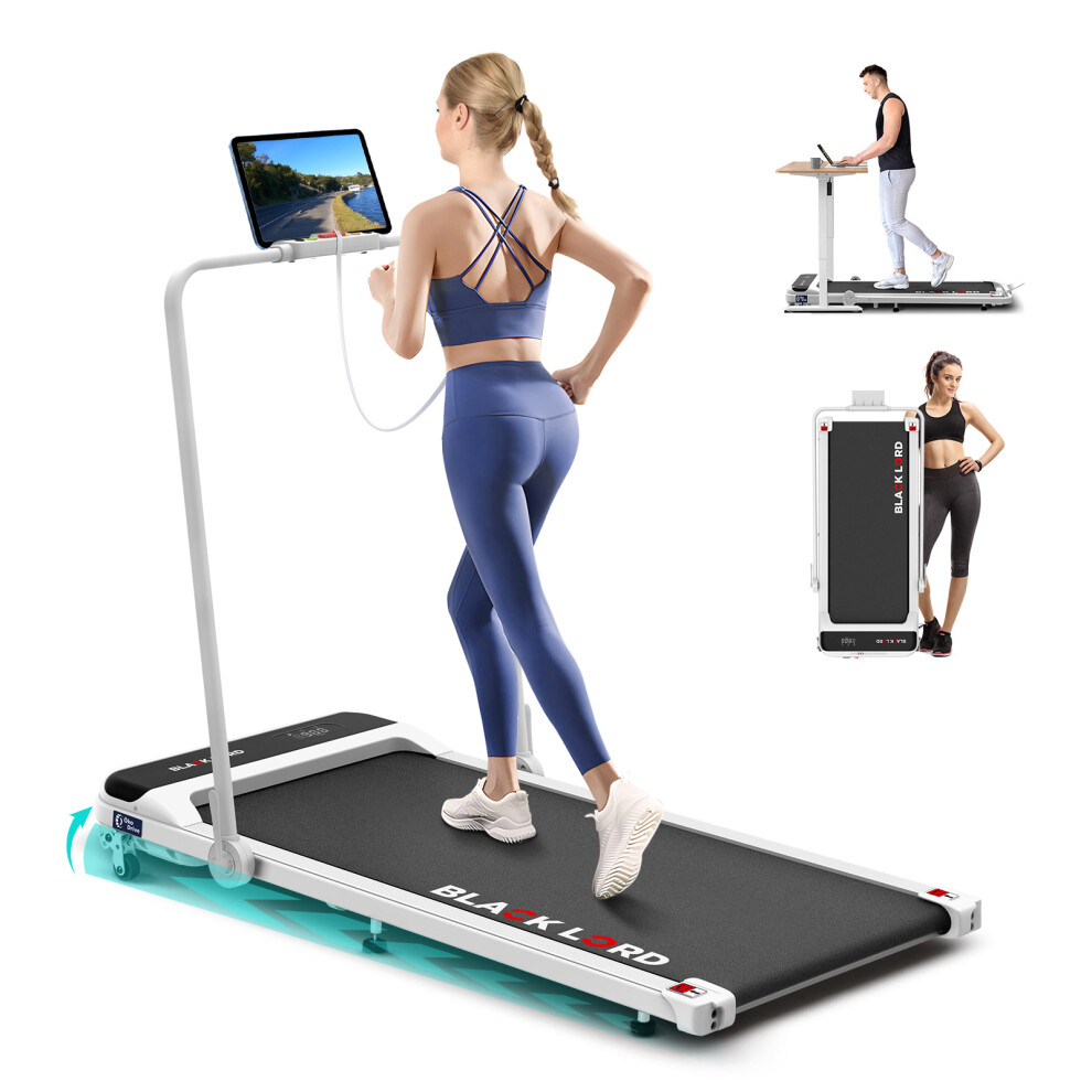 BLACK LORD Treadmill Walking Pad Incline Foldable White