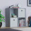 Vida Designs (Grey, White) Durham 4 Cube Shelf Wood Bookcase with 2 Baskets 5