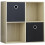 Vida Designs (Oak, Black) Durham 4 Cube Shelf Wood Bookcase with 2 Baskets 1
