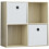 Vida Designs (Oak, White) Durham 4 Cube Shelf Wood Bookcase with 2 Baskets 1