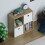 Vida Designs (Oak, White) Durham 4 Cube Shelf Wood Bookcase with 2 Baskets 9