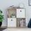 Vida Designs (Oak, White) Durham 4 Cube Shelf Wood Bookcase with 2 Baskets 6
