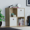 Vida Designs (Oak, White) Durham 4 Cube Shelf Wood Bookcase with 2 Baskets 5
