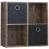 Vida Designs (Dark Wood, Black) Durham 4 Cube Shelf Wood Bookcase with 2 Baskets 1