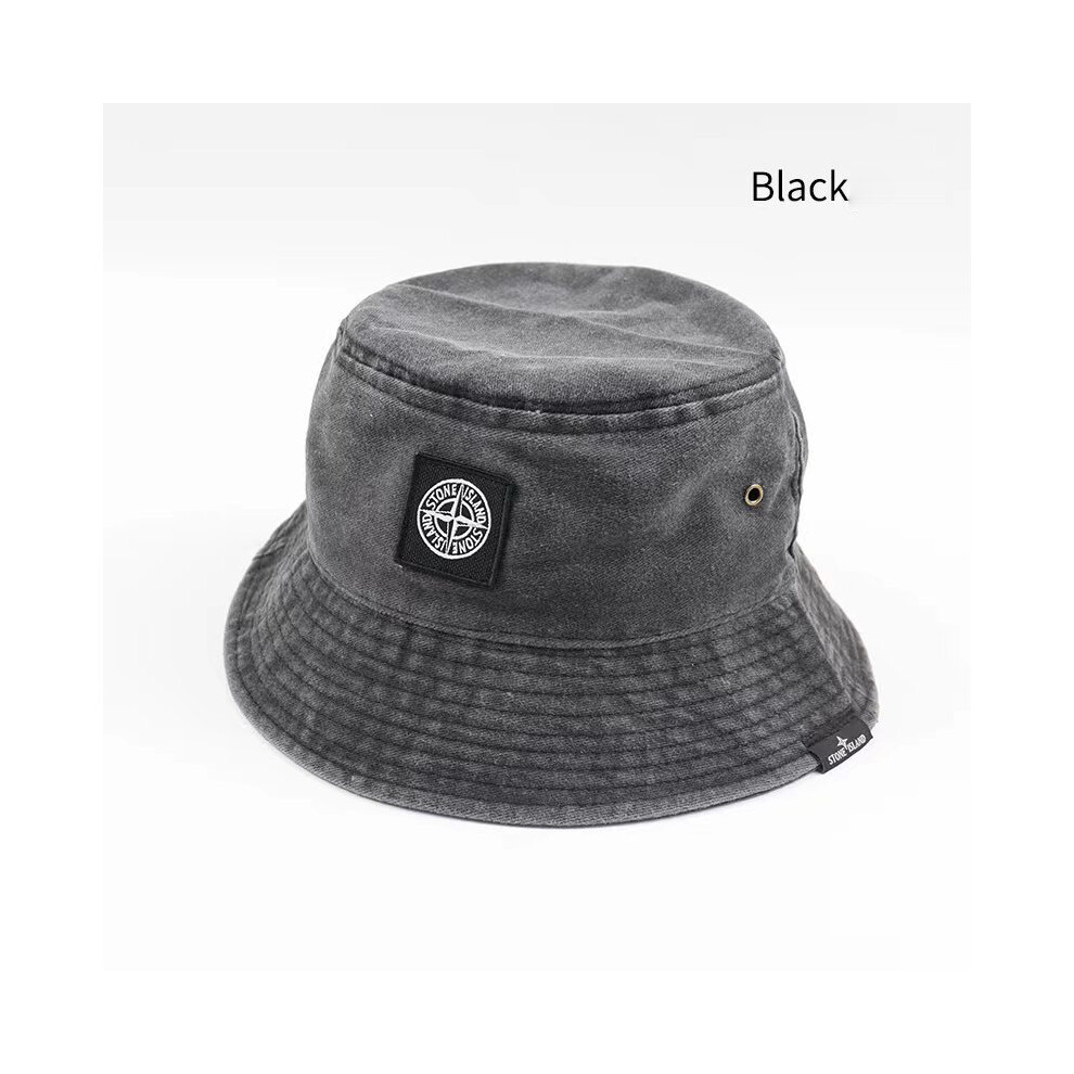 (Black) Unisex Stone Island Retro Style Fisherman's Bucket Hat Men And Women Outdoor