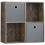 Vida Designs (Dark Wood, Grey) Durham 4 Cube Shelf Wood Bookcase with 2 Baskets 1