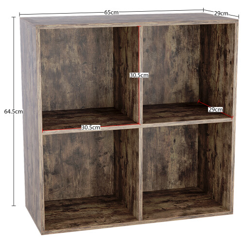 Vida Designs (Dark Wood, White) Durham 4 Cube Shelf Wood Bookcase with 2 Baskets 2