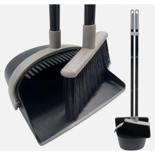 Long Handled Dustpan and Brush Set Strong Metal Handle Broom Sweeper