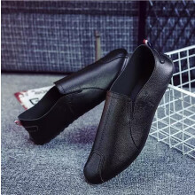 (UK6=US7=EUR39, Black) Men's Casual Loafers Breathable Soft Slip On Retro Moccasins Driving Boat Shoes