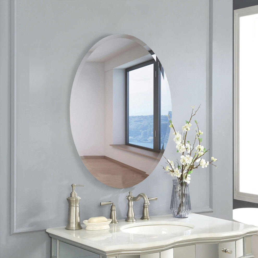 (50*70) Oval Frameless Wall Mounted Mirror Decorative Wall Mirror with Bevelled Edges