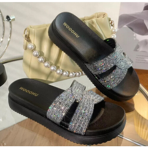 Black sliders womens fashion uk