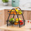 Living And Home Metal Basket Vegetable Fruit Egg Bowl Holder Spice Storage Rack Wooden Handle 1
