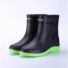 (Black&Green, EU39=UK6) Mens Rain Boots Garden Outdoor Wellies Boots Short Wellington Ankle Shoes Size