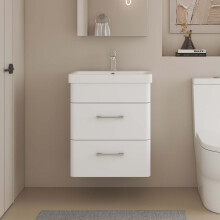 500mm Vanity Unit & Basin Sink Wall Hung Small Cabinet 2 Drawers