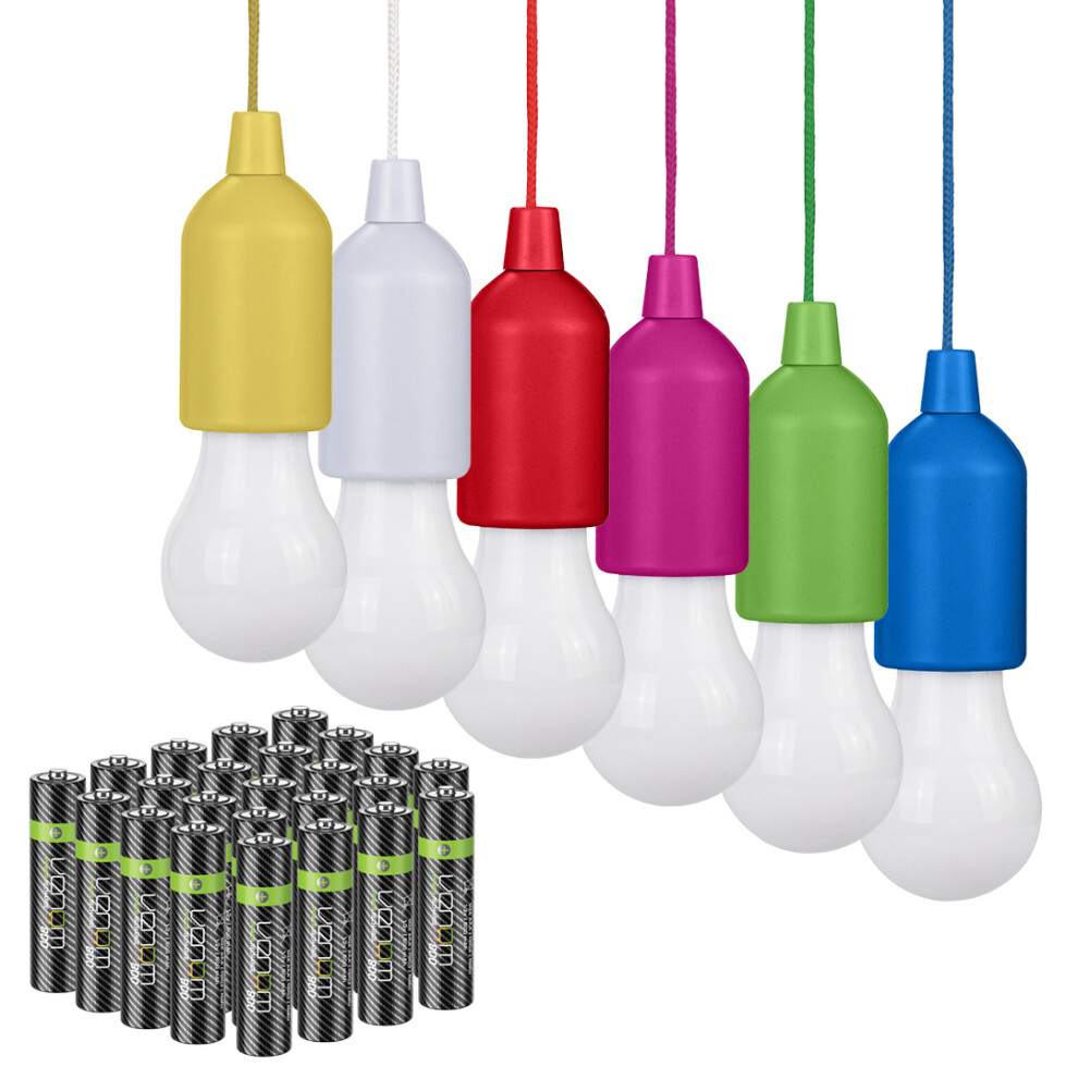 Valiant Hanging String Lights 6Pk + 24 x AAA Rechargeable Batteries