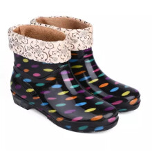 (multicolor2?Removable cotton lining?, EUR39=US8=UK6) Womens Ladies Waterproof Rain Wellies Wellington Ankle Boots Fur Lined UK Size
