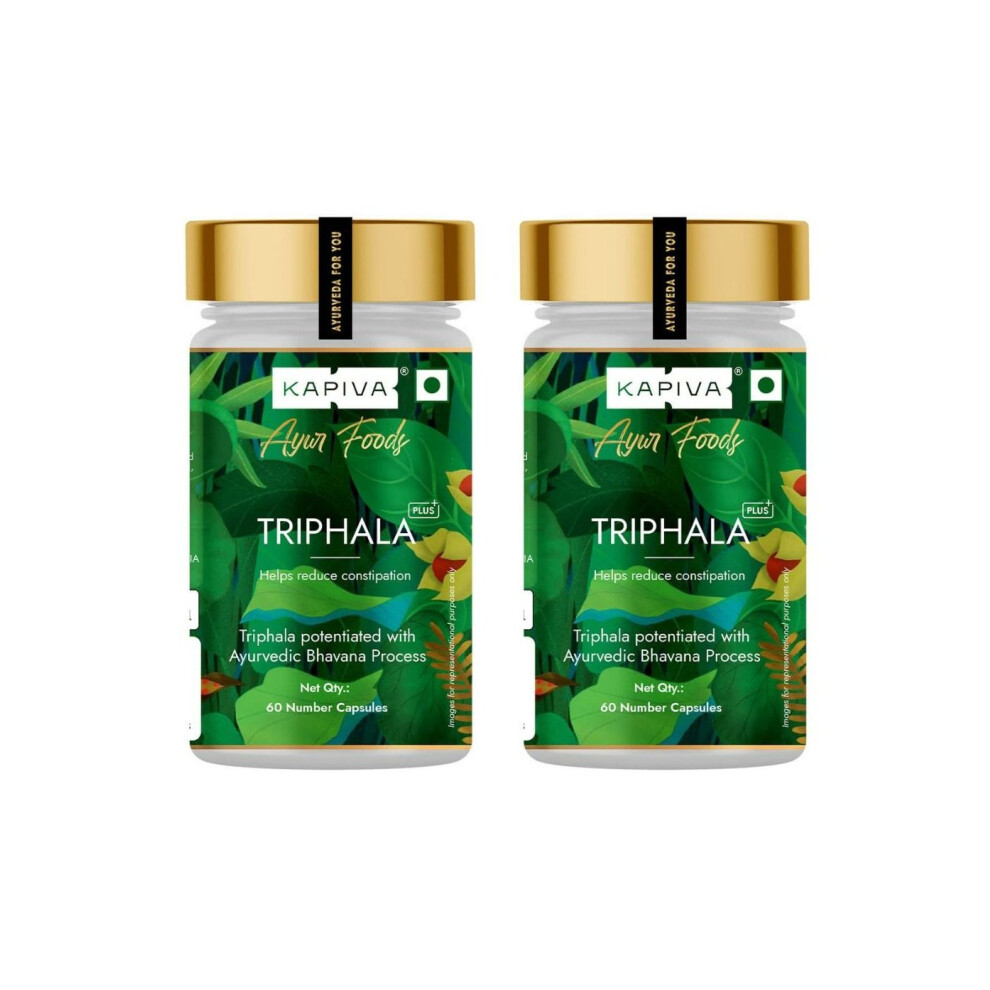 Kapiva Triphala 60 Capsules | Supports Bowel Wellness & Healthy Gut | Relieves Constipation & Improves Digestion | Herbal Supplement  | Pack Of 2