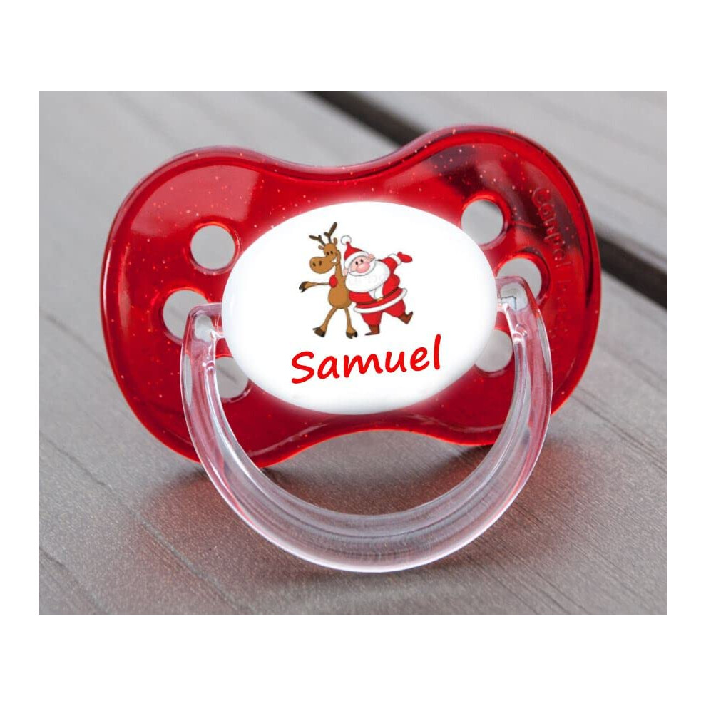 Funky Dummy Personalised Christmas Dummy Pacifier Soother, All Teats, Sizes & Colours, Christmas 5A
