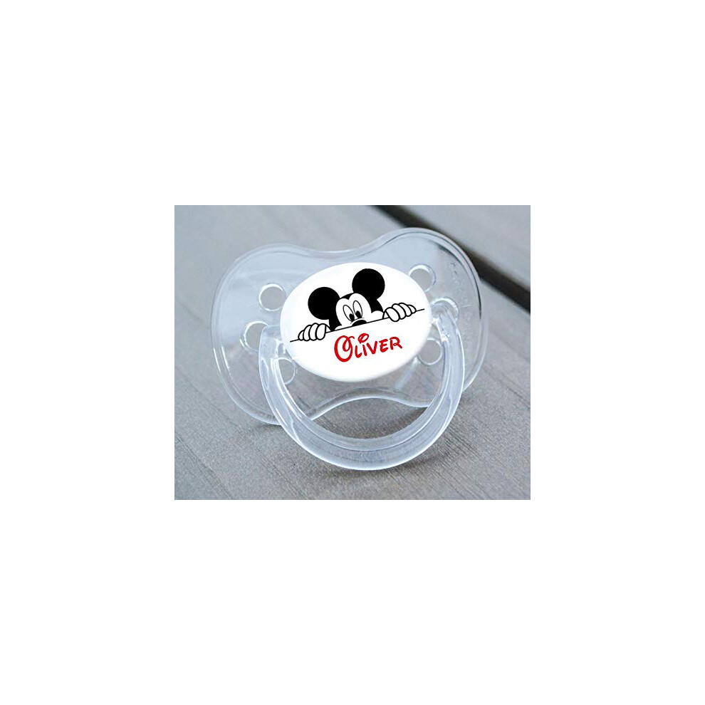 Funky Dummy Personalised Dummy Pacifier Soother, All Teats, Sizes & Colours, Peeking Mouse