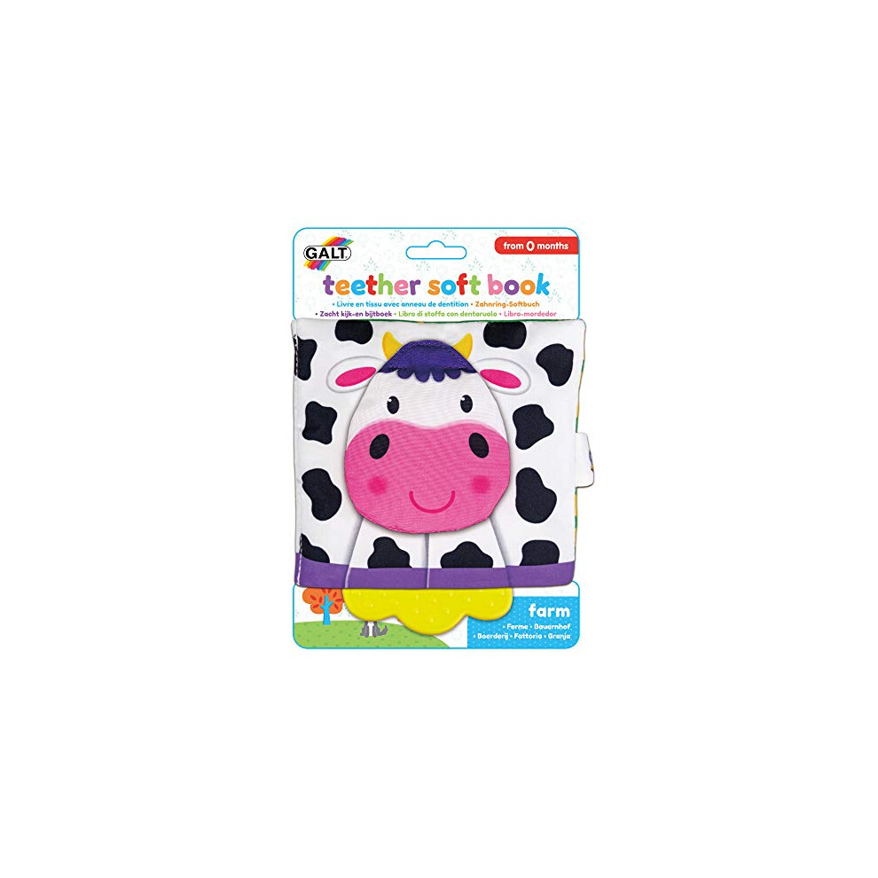 Galt Toys, Teether Soft Book - Farm, Baby Teether & Soft Book Toy, Ages 0 Months Plus