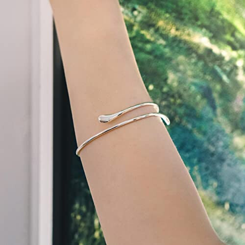 Philip Jones Jewellery Philip Jones Silver Plated Teardrop Bangle 1